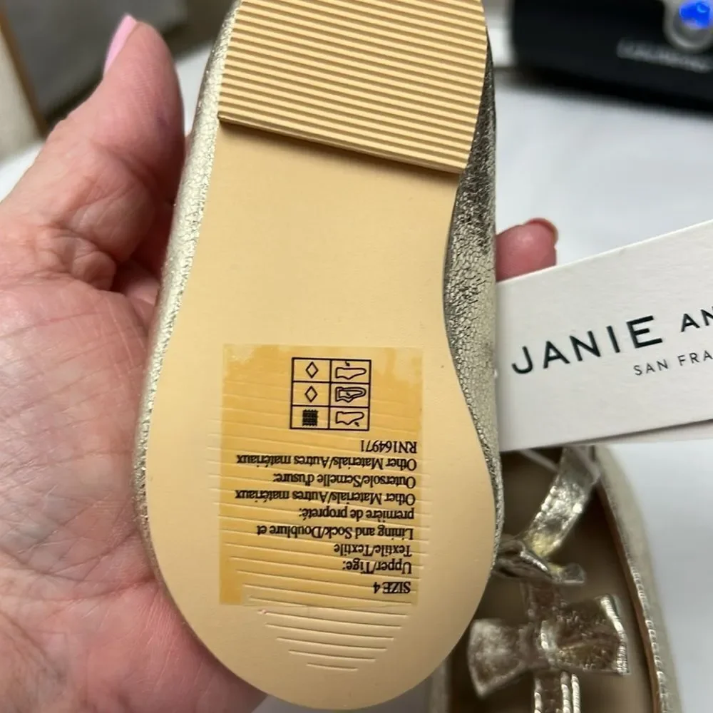 Janie and Jack 100048101 Collections Metallic Bow Ballet Flat NWT size 4